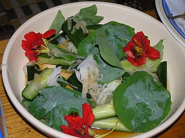 Salad with flowers and leaves