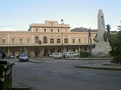 Station building and the column of Vittorio Veneto Square