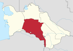 Ahalský region na mapě Turkmenistánu