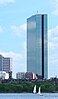 The John Hancock Tower with the Charles river int he foreground