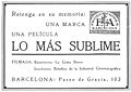 Publicidade à revista Popular Film de 21 de julho de 1927