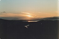 Sunset over the Dingle Pensinsula, as seen from hills on the Iveragh Peninsula, 1987