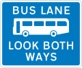 Bus lane with traffic proceeding from both ways (reminder for pedestrians)