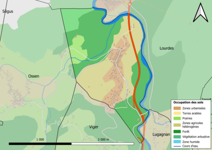 Carte en couleurs présentant l'occupation des sols.