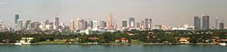 Miami's downtown skyline as seen from Miami Beach.