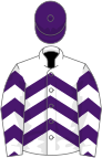 White, purple chevrons and cap