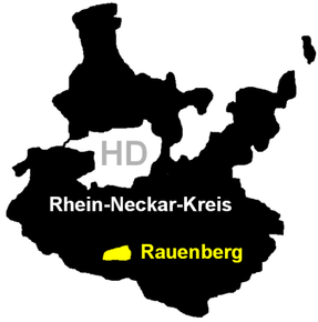 Poziția orașului Rauenberg pe harta districtului Rhein-Neckar-Kreis