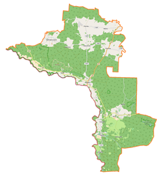 Mapa konturowa gminy Przewóz, blisko centrum na prawo znajduje się punkt z opisem „Zacisze”