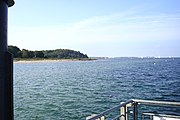 Blick auf den Falckensteiner Strand (vom Fähranleger Falckenstein) in Richtung Norden