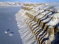 View of deep canyons, or fjords, along the coast of north-western Greenland.