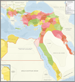 A map showing the administrative divisions of the Ottoman Empire in 1317 Hijri, 1899 Gregorian, Including the Beirut Vilayet and its Sanjaks and the Syria/Damascus Vilayet and its Sanjaks.