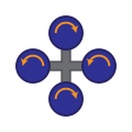 A quadrotor hovers or adjusts its altitude by applying equal thrust to all four rotors.