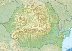 Mapa konturowa Rumunii, na dole nieco na prawo znajduje się punkt z opisem „miejsce bitwy”