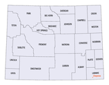 Map of counties in Wyoming