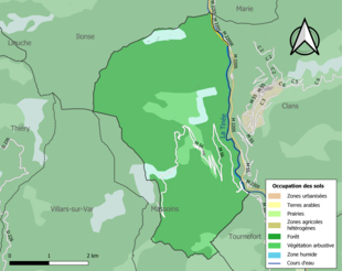 Carte en couleurs présentant l'occupation des sols.