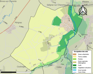 Carte en couleurs présentant l'occupation des sols.