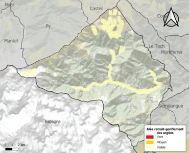 Carte des zones d'aléa retrait-gonflement des argiles.