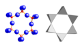 6 unidades [Si 6O 18], beryl (rojo: Si, azul: O)