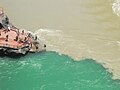 Alaknanda and Bhagirathi sangam at Devprayag. Now the river is known as Ganga