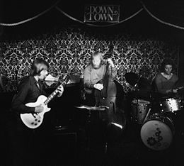 Johansen to the right with Rune Gustafsson and Red Mitchell at Down Town, Oslo 1972.