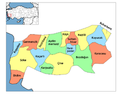 Location of Aydın within Turkey.