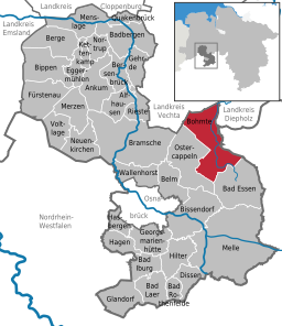 Läget för kommunen Bohmte i Landkreis Osnabrück