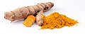 La cúrcuma (Curcuma longa) es una especia aromática originaria de Asia, utilizada principalmente en la gastronomía como condimento. Es una de las especias más usadas en la gastronomía de la India como colorante alimentario para el arroz, carne y diversos platos. Forma parte de las especias que constituyen el curry. Actualmente se comercializa como el colorante natural curcumina o cúrcuma. Por LivingShadow.