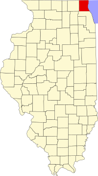 Map of Ilinois highlighting Lake County