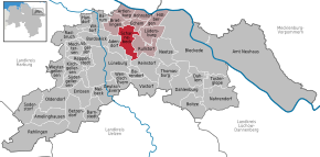 Poziția Scharnebeck pe harta districtului Lüneburg