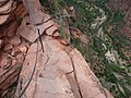 Zion Canyon viewed from Angel's Landing, showing the immense vertical relief