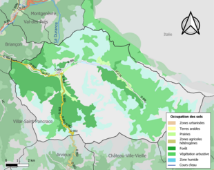 Carte en couleurs présentant l'occupation des sols.