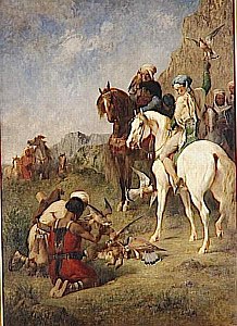 Chasse au faucon en Algérie : la curée [Falcon Hunting in Algeria: The Quarry], 1863