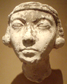 Plaster face of a young Amarna-era woman, thought to represent Queen Kiya, the likely mother of Tutankhamun. On display at the Metropolitan Museum of Art, New York City.