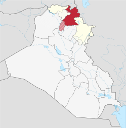 Provinsen Arbils beliggenhed i Irak