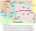 Mapa da Fronteira Militar en Syrmia, Bačka, e Pomorišje en 1718-1744