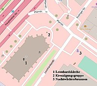 Lageplan der Kopie der Kreuzigungsgruppe an der Leonhardskirche.