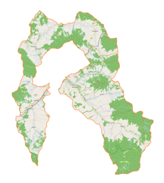 Mapa konturowa gminy wiejskiej Mszana Dolna, u góry znajduje się punkt z opisem „Lubogoszcz”