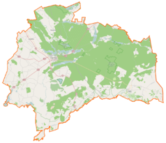 Mapa konturowa powiatu augustowskiego, blisko centrum na lewo u góry znajduje się punkt z opisem „Jezioro Kalejty”