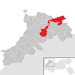 Kommunens läge i distriktet Reutte