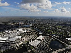 An aerial photograph of Sunrise, looking towards the north.