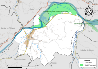 Carte de la ZNIEFF de type 1 à La Saint-Julien-de-Lampon.