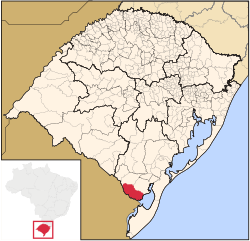 Location of Jaguarão in Rio Grande do Sul