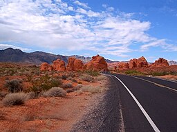 Ödslig väg genom Valley of Fire.