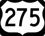 Straßenschild des U.S. Highways 275