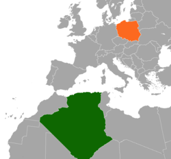 Map indicating locations of Algeria and Poland