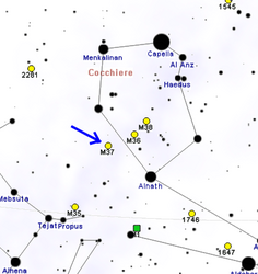 Small-scale (outline) map. Cocchierre (Italian) translates to Auriga.