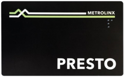 PRESTO card. Note the Braille letter P.