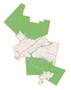 Mapa konturowa gminy Łączna, w centrum znajduje się punkt z opisem „Łączna”