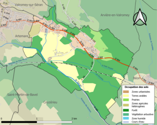 Carte en couleurs présentant l'occupation des sols.