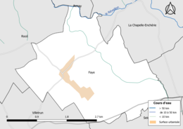 Carte en couleur présentantle réseau hydrographique de la commune